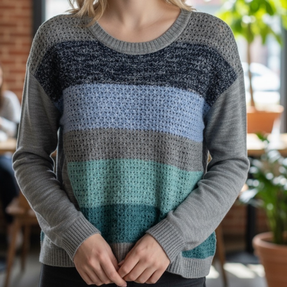 Mossimo color-block open knit pullover sweater xl